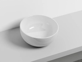 Cielo Shui Lavabo da appoggio tondo 40 cm senza troppopieno in ceramica bianco lucido