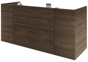 Mobile da bagno sospeso sotto lavabo L 135 x H 64 x P 48 cm noce lucido, 2 cassetti, 2 ante SENSEA Neo Frame