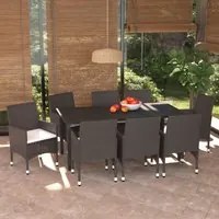 Set Pranzo da Giardino 9 pz con Cuscini in Polyrattan Marrone cod mxl 43452