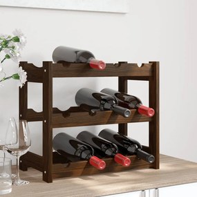 Portabottiglie Per 12 Bottiglie Marrone Legno Massello Di Pino /