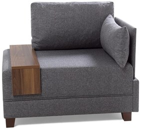 Poltrona grigia con bracciolo sul lato destro e pannello portaoggetti Martha Fly - Balcab Home