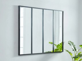 Specchio finestra atelier stile industriale con 4 fasce H. 90xL. 120 cm in ferro Nero - DUDLEY