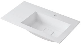 Lavabo a incasso rettangolare vasca a destra L 80.5 x H 15 x P 46 cm in resina bianco opaco
