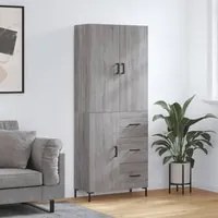 Credenza Grigio Sonoma 69,5x34x180 cm in Legno Multistrato 3195905