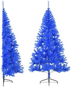 Albero Di Natale Artificiale A Metà Con Supporto Blu 240 Cm Pvc /