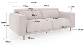 Kave Home - Divano Singa 3 posti bianco 215 cm