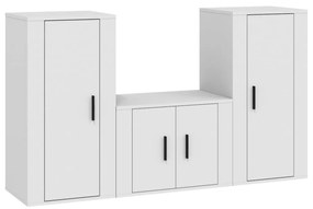 Set Mobili Porta TV 3 pz Bianco in Legno Multistrato