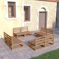 Set Divani da Giardino 8 pz Miele in Legno Massello di Pino 3075272