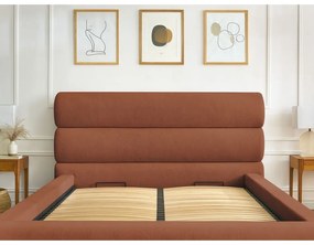 Letto matrimoniale imbottito arancione con vano contenitore con griglia 180x200 cm Jagna - Bobochic Paris