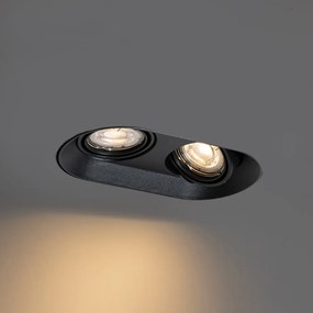 Set di 6 faretti da incasso arrotondati neri GU10 50mm 2-luci - Hubs