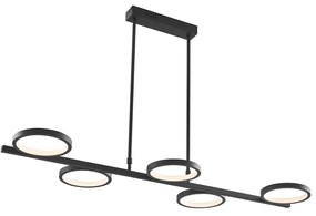 Lampada a sospensione moderna nera con LED dimmerabile a 3 livelli 5 luci - Vivé