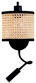 Zambelis 20355 - Lampada da parete LED 1xE27/40W + LED/3W/230V rattan