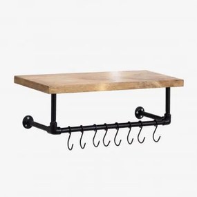 Appendiabiti Da Parete Con Mensola In Legno Di Mango E Acciaio Stile Jensin Legno Di Mango - Sklum