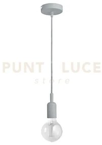 Gso085- pendente flip cavo in stoffa e rosone grigio cemento 1 luce...