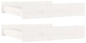 Cassetti per Letto 2 pz in Legno Massello di Pino Bianco