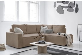 Divano letto angolare in velluto a coste beige Brave Dave - Miuform