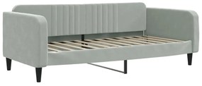 Divano letto estraibile cassetti grigio chiaro 90x200cm velluto