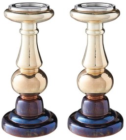 Set di 2 candelieri vetro oro e multicolore 31 cm IMARTI Beliani