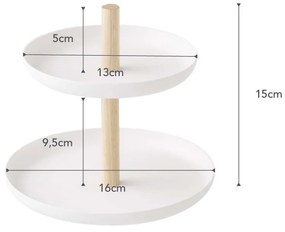 Supporto bianco con 2 vaschette e dettagli in faggio Tosca - YAMAZAKI