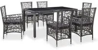 Set da Pranzo da Giardino 7 pz in Polyrattan Grigio 45993