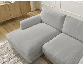 Divano angolare grigio chiaro (con penisola a sinistra/con chaise lounge) con rivestimento in bouclé Leonore – Bobochic Paris