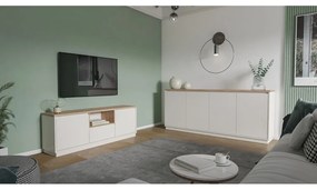 Mobile TV beige con effetto rovere 161x55x40 cm Loreta – Marckeric