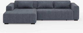 Doric Divano angolare con penisola e sedute allungabili con relax elettrico - poggiatesta reclinabili in tessuto smacchiabile T23