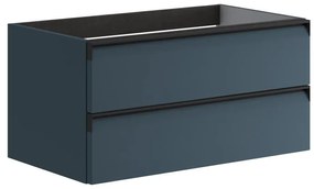Mobile da bagno sotto lavabo Fusion blu laccato opaco L 79.5 x H 40 x P 45.5 cm 2 cassetti, lavabo non incluso
