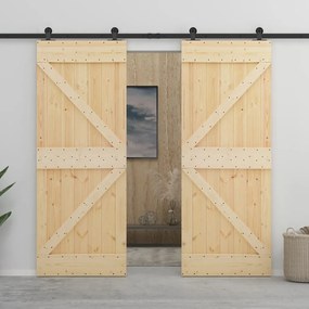 Porta Scorrevole Con Set Hardware 80x210 Cm İn Legno Di Pino /