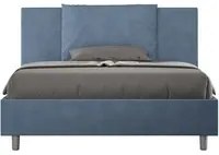 Letto alla Francese rivestito in Microfibra - ANTEA Dimensione Rete: 140x190, Colore: Blu, Tipologia Letto: Con Rete