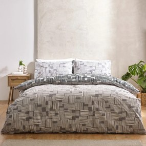Set copripiumino e federa nero e grigio per letto matrimoniale 200x200 cm Blocks – Catherine Lansfield