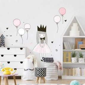 Adesivo per bambina - Principessa con palloncini | Inspio