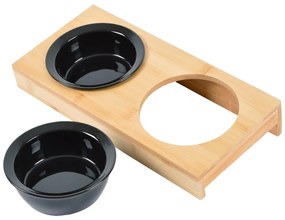 Set di ciotole con supporto in bambù per cane ø 12 cm – Love Story
