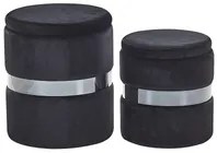 Set di 2 pouf contenitivi Poggiapiedi con rivestimento in velluto di poliestere Nero Stile Glam