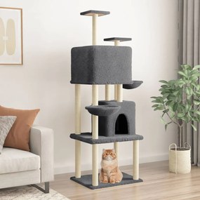 Albero per gatti con tiragraffi in sisal grigio scuro 180 cm