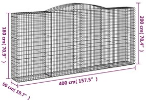 Cesti Gabbioni ad Arco 7 pz 400x50x180/200 cm Ferro Zincato