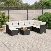 Set Divani da Giardino 9 pz con Cuscini Nero in Polyrattan 3264759