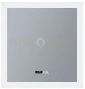 Specchio da bagno quadrato - orologio digitale, antiappannamento