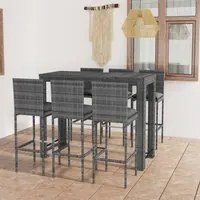 Set Bar da Giardino 7 pz con Cuscini in Polyrattan Antracite cod mxl 45587