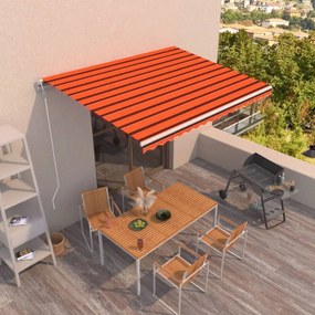 Tenda Da Sole Retrattile Automatica 450x350 Cm Arancio Marrone /