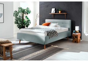 Letto matrimoniale imbottito azzurro con contenitore con rete inclusa 140x200 cm Lotte – Meise Möbel