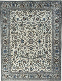 Kashan Tappeto 390x300 Beige (Iran) Annodato A Mano