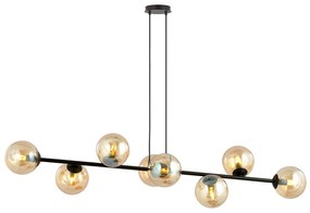 Lampadario Contemporaneo 8 Luci Durga In Acciaio Nero E Sfere In Vetro Ambra