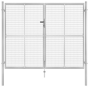 Cancello Per Giardino İn Acciaio Zincato 306x250 Cm Argento /