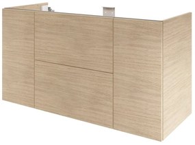 Mobile da bagno sospeso sotto lavabo L 120 x H 64 x P 48 cm rovere naturale, 2 cassetti 2 ante Apertura push-pull SENSEA Neo, Maniglie acquistabili separatamente