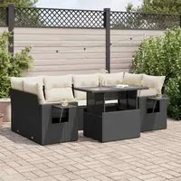 Set Divani da Giardino con Cuscini 7pz Nero Polyrattan 3326427