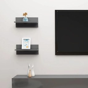 Mensole A Muro 2 Pz Grigio Lucido 40x11,5x18 Cm /