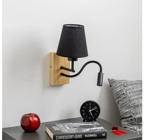 Brilagi - Applique a LED NUBILA WOOD 1xE27/25W/230V + LED/3W quercia/nero