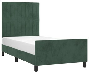Giroletto con testiera verde scuro 90x190 cm in velluto