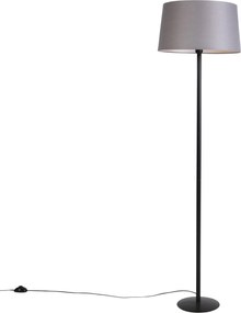 Lampada da terra nera con paralume in lino grigio scuro 45 cm - Simplo